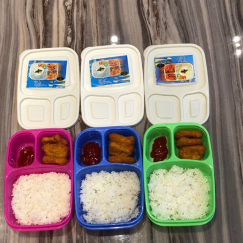 LUNCH BOX BACAN - RANTANG MISTING KOTAK BEKAL MAKANAN PLASTIK 3 SEKAT