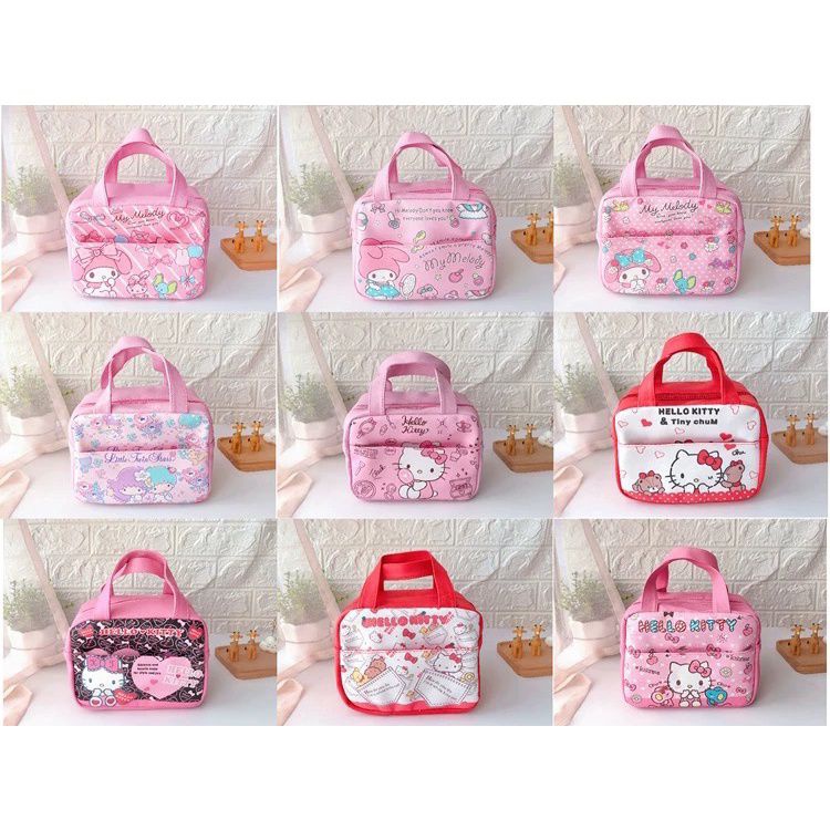 NAOMI - Banyak Motif Lunch Bag Sanrio Tebal Import - Kaori Kiyo bag - tas sanrio - tas motif cartoon - tas japan - Tas Anak - Tas makan - tas Bekal