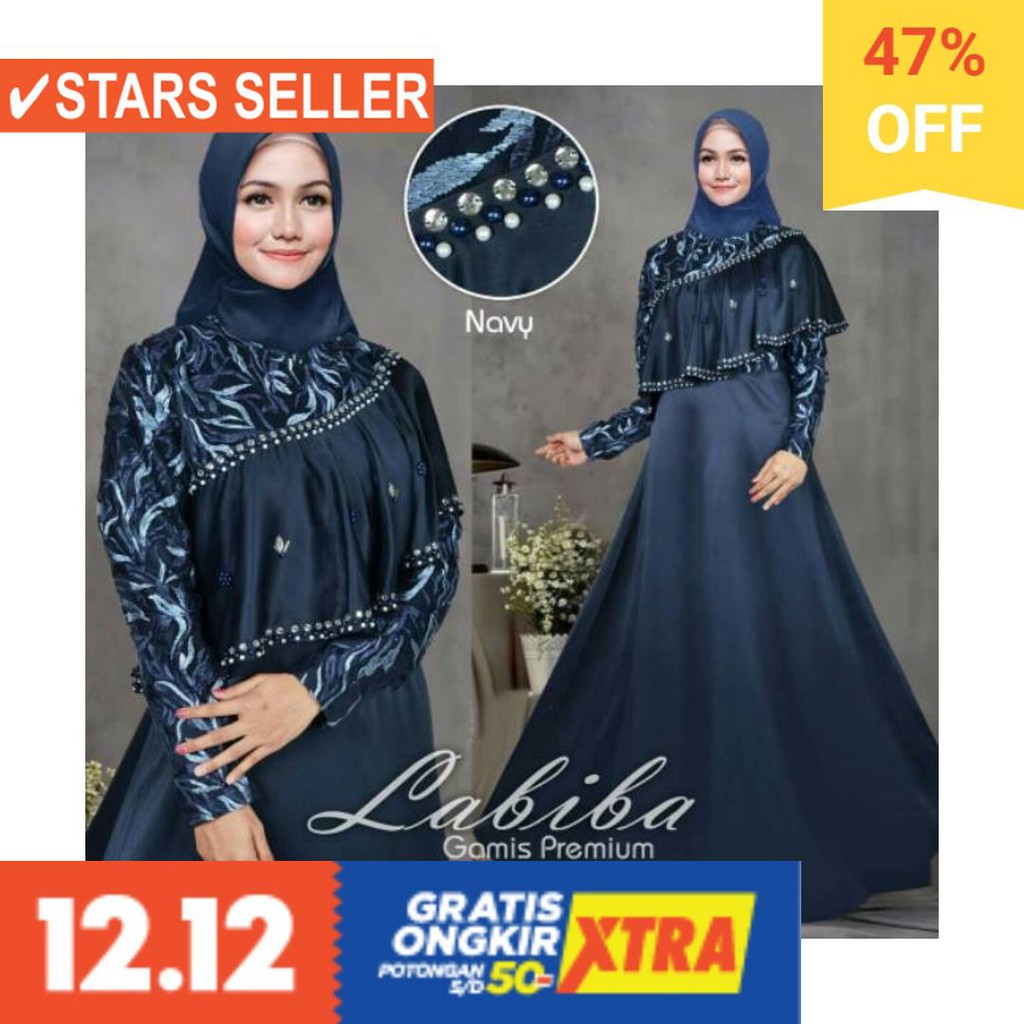 BAJU LEBARAN PAKAIAN MUSLIMAH SYARI BERGO BALOTELI / Gamis Pesta Bridal Tile Labiba KK