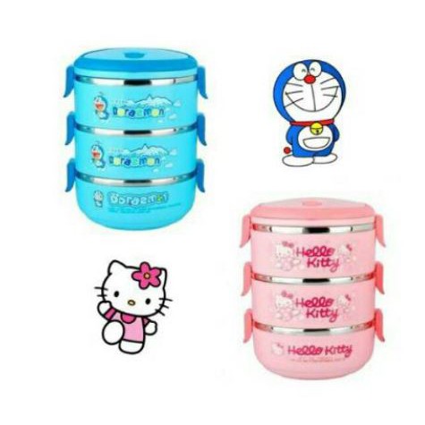 Rantang Karakter Motif Doraemon Hellokitty Minion 3 susun