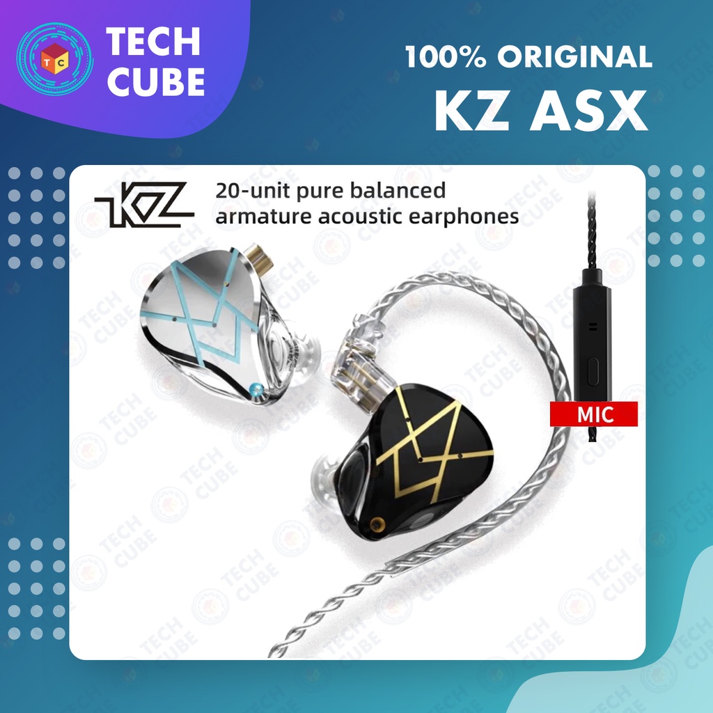 KZ ASX with Mic 20BA HiFi In Ear Earphone Headset Bass Alternatif ZAX AS16 ZAS