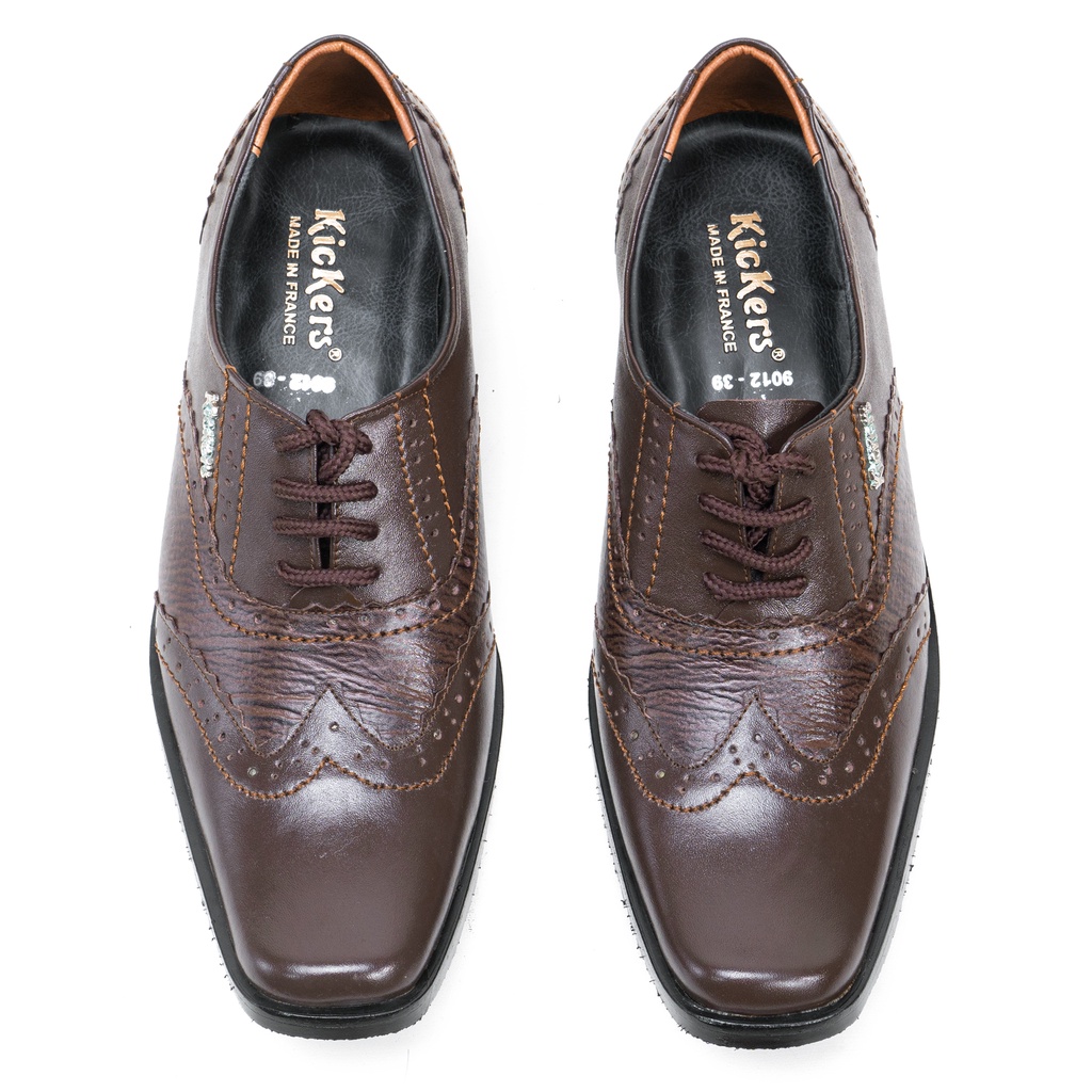 Sepatu Pantofel Coklat Pria Tali Wingtips Brogue Kulit Asli Outsole Rubber Original Handmade 9012CK