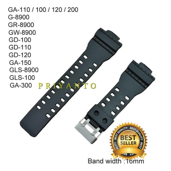 Strap tali jam tangan Casio G-shock GA-100 GAC-100 GA-100C HITAM