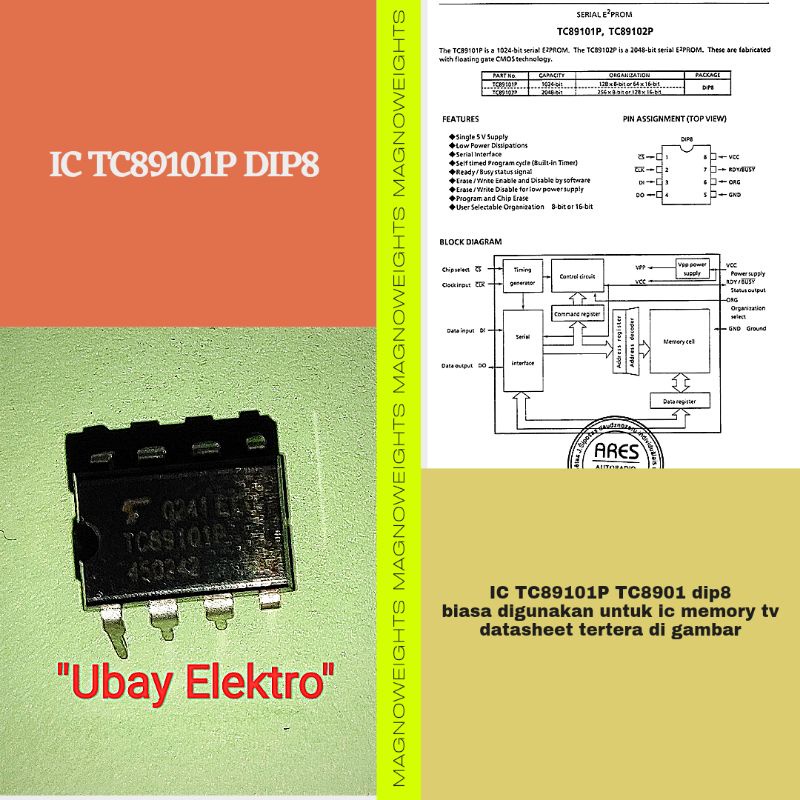 IC eeprom TC89101P TC8901 IC memory 1024 bit