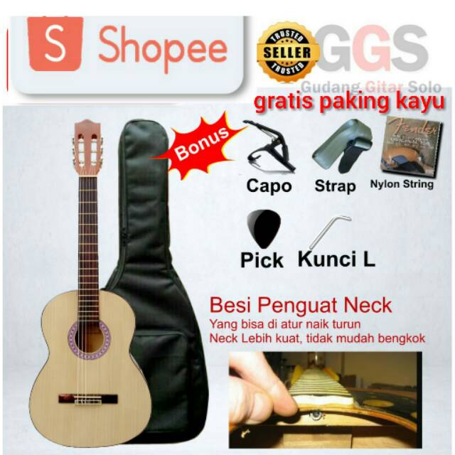 diskon gitar akustik yamaha klasik c15 custom senar import tanem besi ongkir cargo termurah