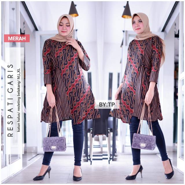 Tunik respati garis batik modern