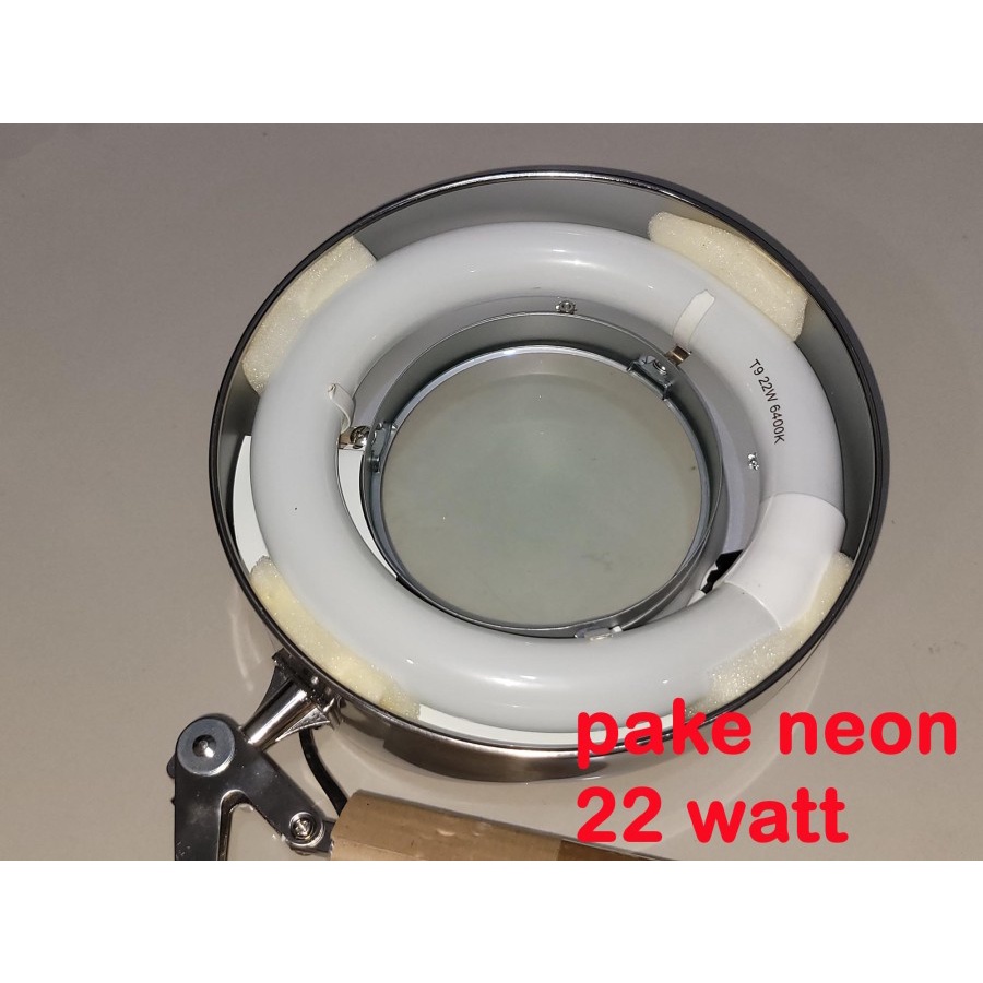 meiwa 22w stenlis DML-120 magnifier table lamp jepit magnifying neon loop kaca pembesar