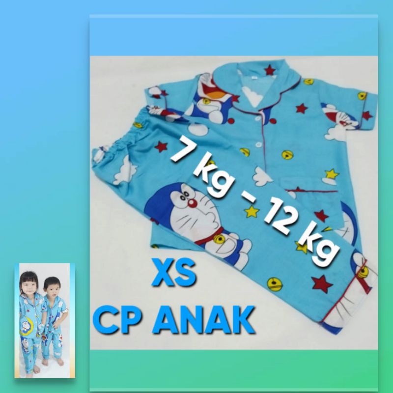 baju tidur anak setelan celana panjang lengan pendek piyama set couple motif katun jepang karakter