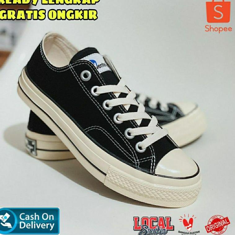 Sepatu Ventela 70s Low Black Natural Original Ventella Shoes BTS Black White Natural Low Cut [ Vante