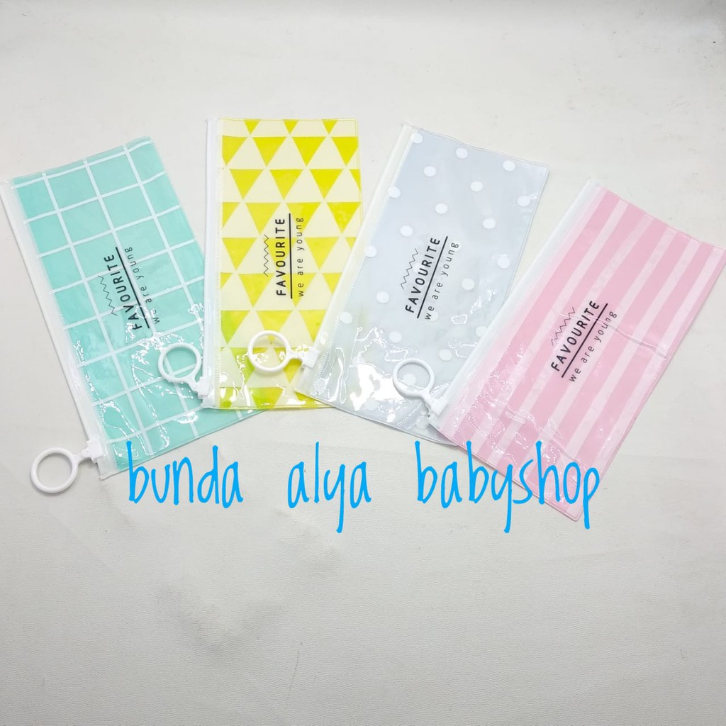 Tempat Pensil Transparan Motif Tempat Pensil Resleting Bening Tempat Kosmetik Serbaguna Bening