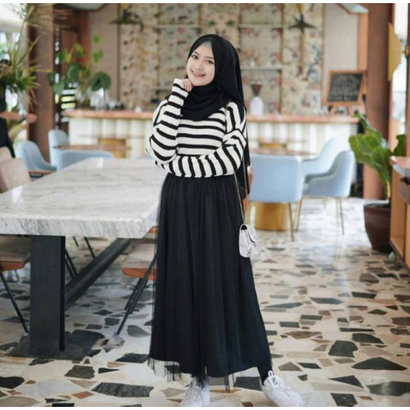 TREE ROK TUTU PREMIUM / ROK VIRAL WANITA / WARNA HITAM DUSTY GREY ARMY NAVY / MONOCHROME FASHION