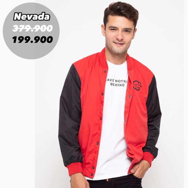 Nevada Jaket Parasut Pria Button Merah