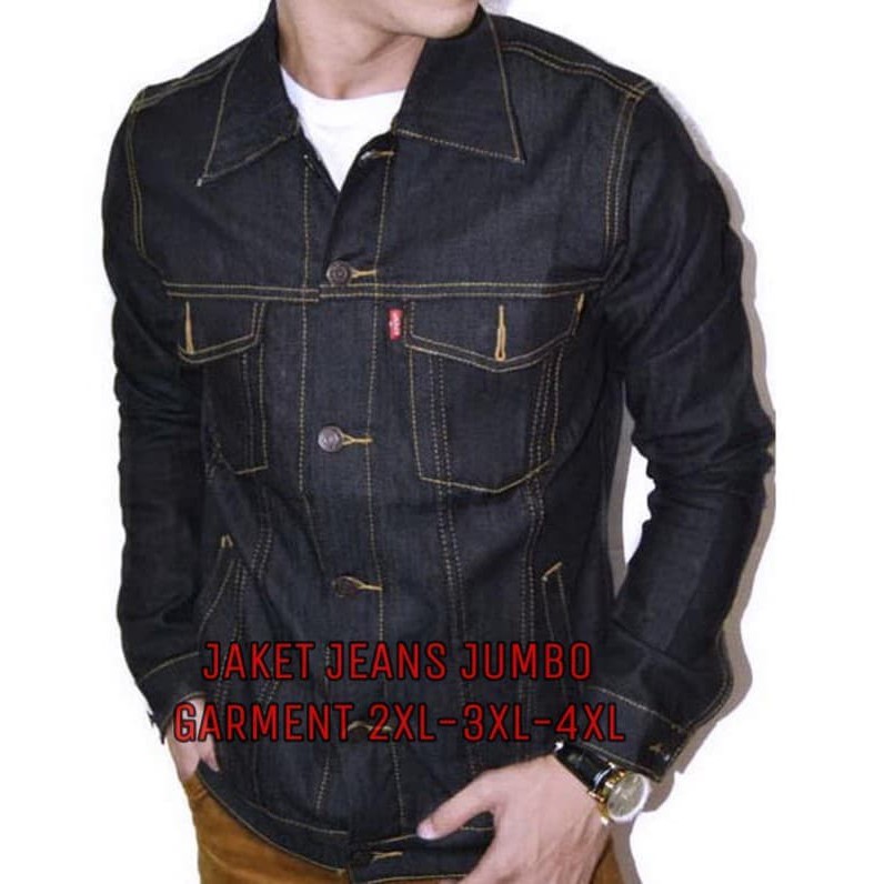 Jaket Jeans Jumbo Garment  / Jaket Jeans Pria Jumbo Big Size