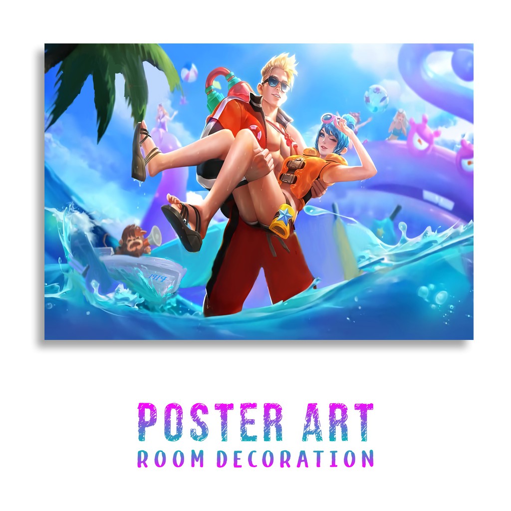 Poster Mobile Legends Claude Lifeguard X Fanny Lifeguard Shopee Indonesia