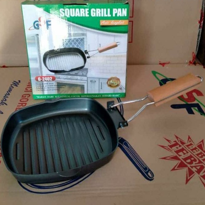 SQUARE GRILL PAN GSF G 2402 PANCI TATAKAN GRILL PANGGANGAN BBQ / SQUARE GRILL PAN GSF G 2402 PANCI TATAKAN GRILL PANGGANGAN BBQ / TEFLON WAJAN FRYPAN ANTI LENGKET LIPAT GSF G 2402 / GSF G-2402 / GSF 2402