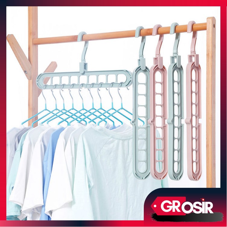 Grosir - H826 Gantungan Baju / Magic Hanger 9 in 1 / Magic Hanger / Wonder Hanger / Hanger Multifungsi