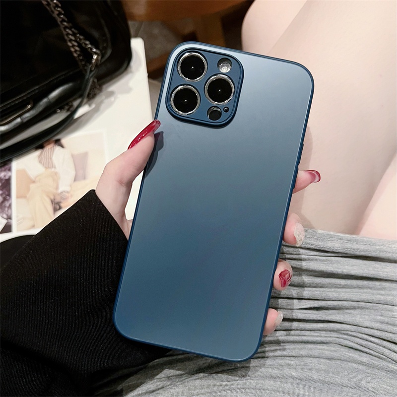 Case Tempered Glass Frosted Abu-Abu Anti Sidik Jari Cover iPhone 13 12 11 Pro Max