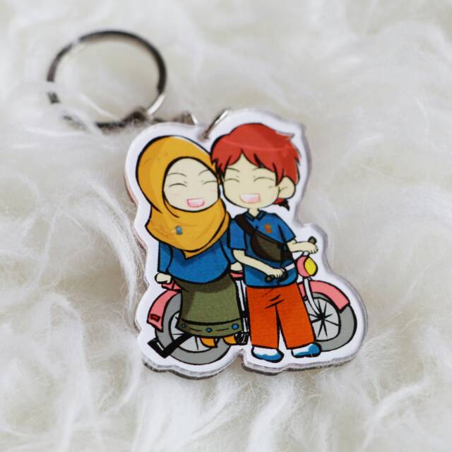 Jual Ganci Muslimah terompah, Gantungan Kunci Muslimah Cartoon,Ganci
