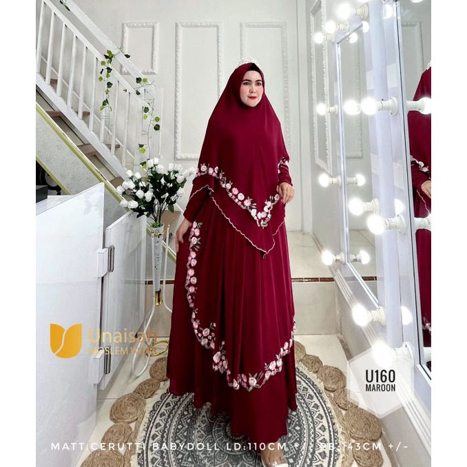 UNAISAH U160 GAMIS UNAISAH SET KHIMAR SYARI ORIGINAL