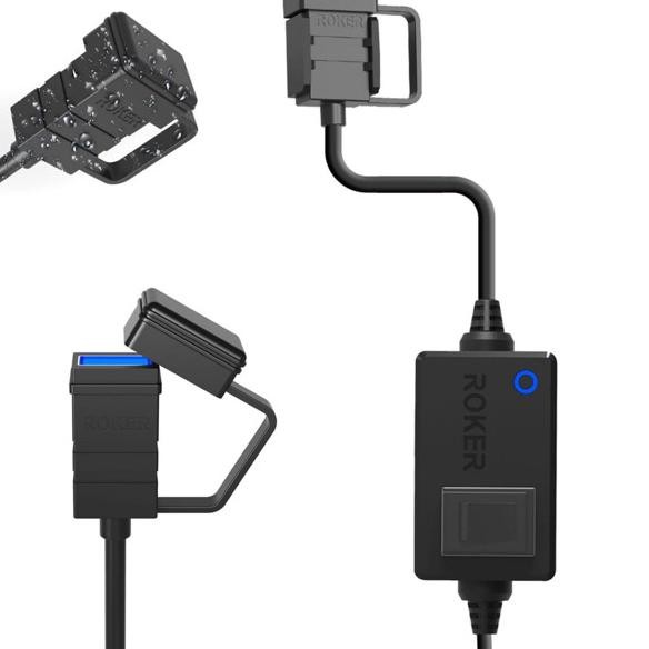 ➯ Charger Motor ROKER STREET 2.4A Waterproof with LED Indicator Casan HP Aki Motor Tahan Basah ✮