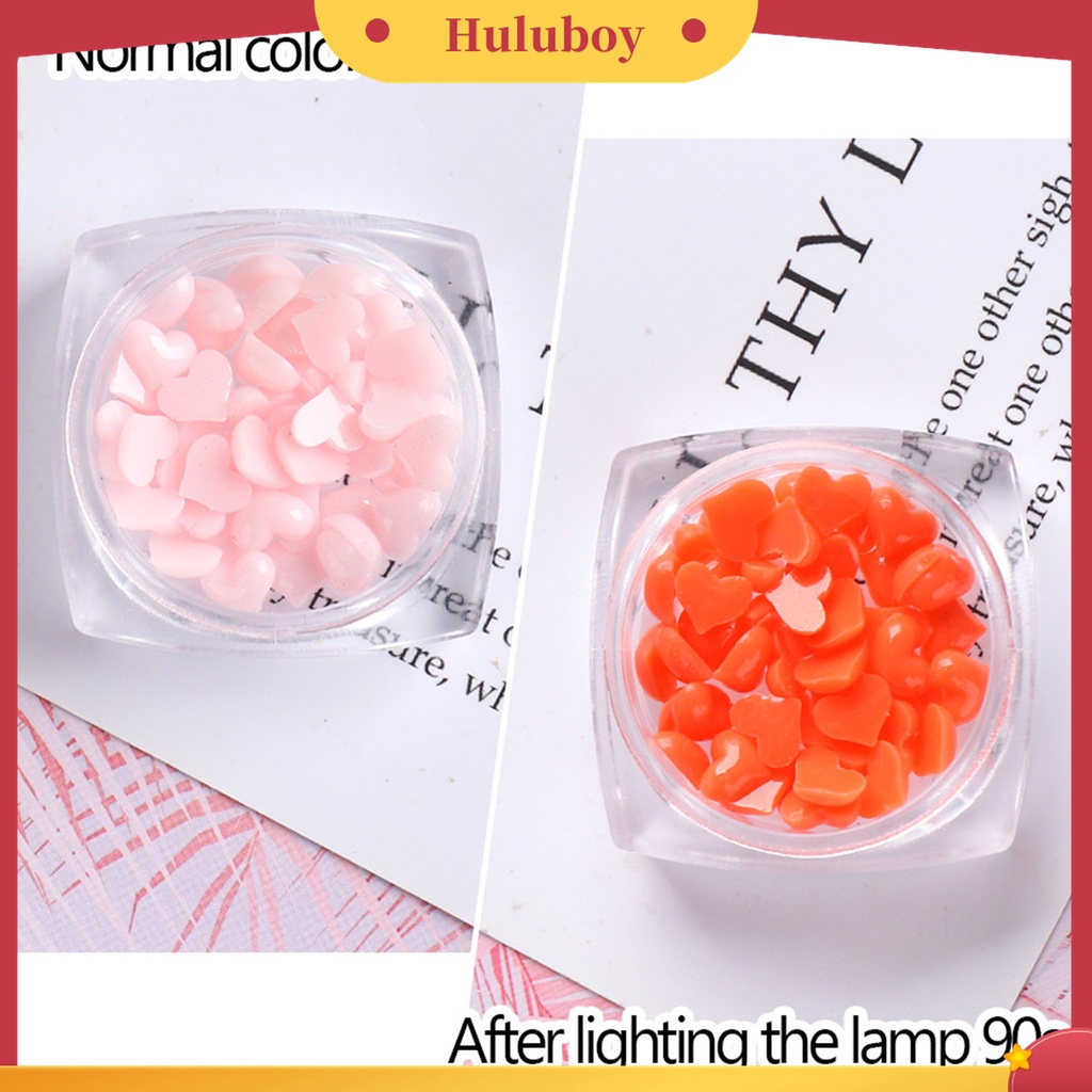 Huluboy Huluboy♡ 40pcs / Box Ornamen Hati 3D Mini Warna Putih Pink Untuk Dekorasi Nail Art Charms