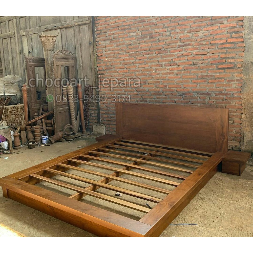 Dipan divan jati  monaco rangka tempat tidur untuk kasur dipan kayu jati tpk blora solid