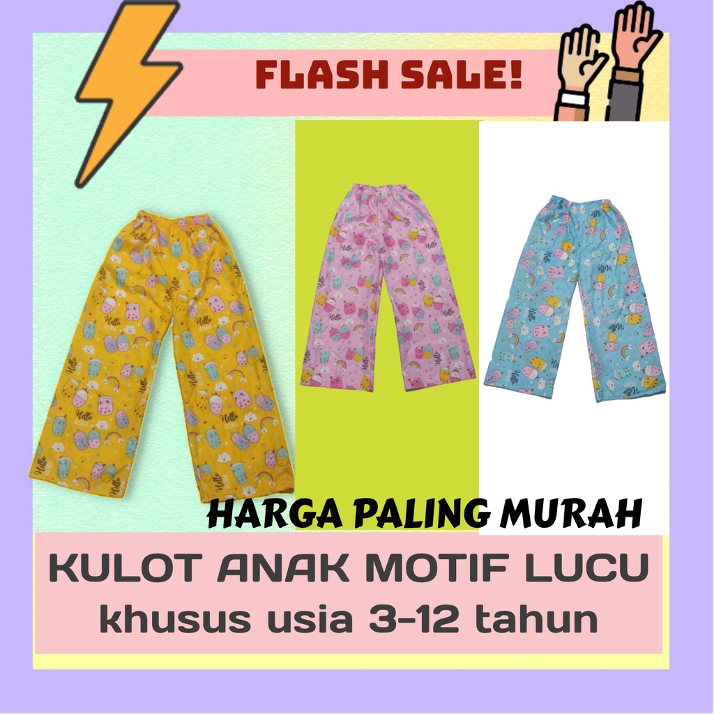 PILIH MOTIF KULOT//CELANA KULOT//ANAK PEREMPUAN KARAKTER BOBBA