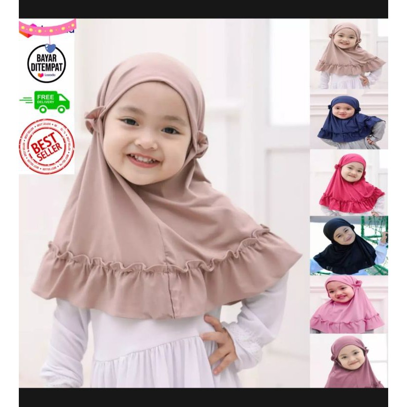 (TERLARIS) Jilbab Carla Anak Bayi Usia 0 - 3 Tahun |Hijab Tk Baby Perempuan Newborn Lucu 6 Sampai 1 Thn |Kerudung Sekolah Lembut Sd  Terbaru 2 – 12 Bln Premium