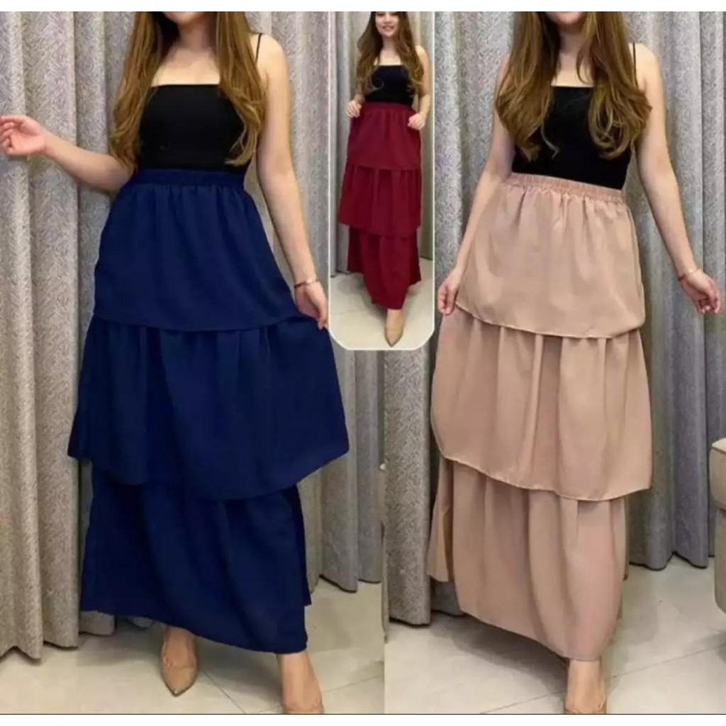 112# Rok susun wanita bahan moscrepe // rok susun premium