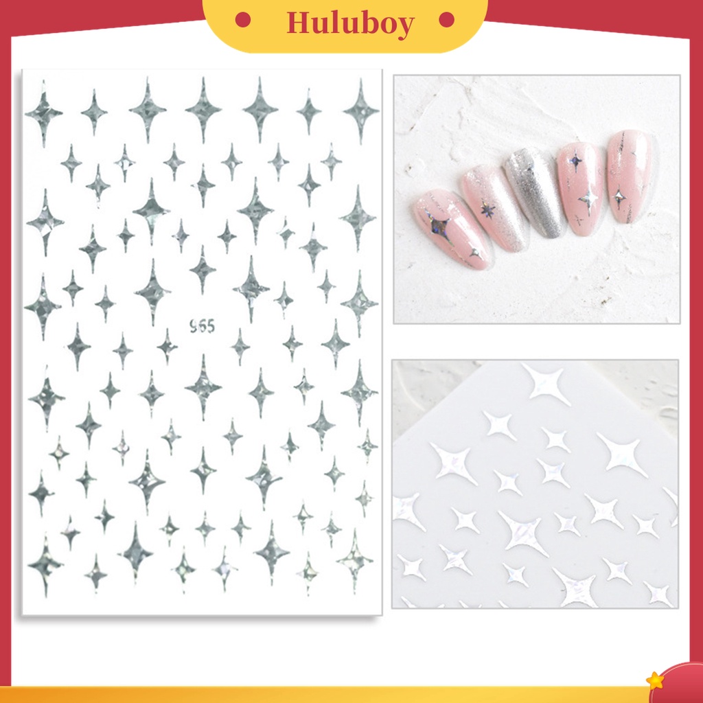 Huluboy Huluboy♡ 7pcs / Set Stiker Kuku 3D Motif Meteor / Bintang Aksen Glitter Untuk Aksesoris Nail Art / Manicure