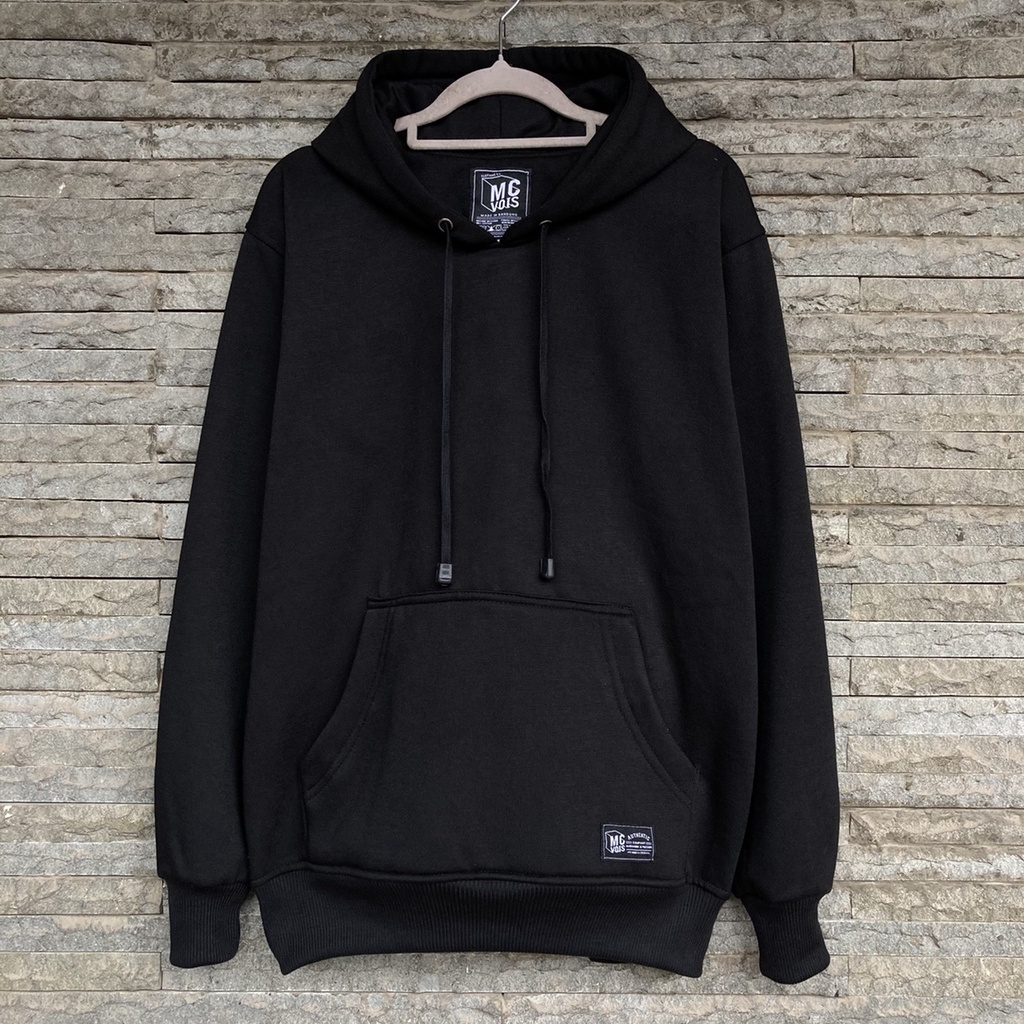 Hoodie Polos Mcvois Pria Wanita Premium Distro-Fleece Hitam