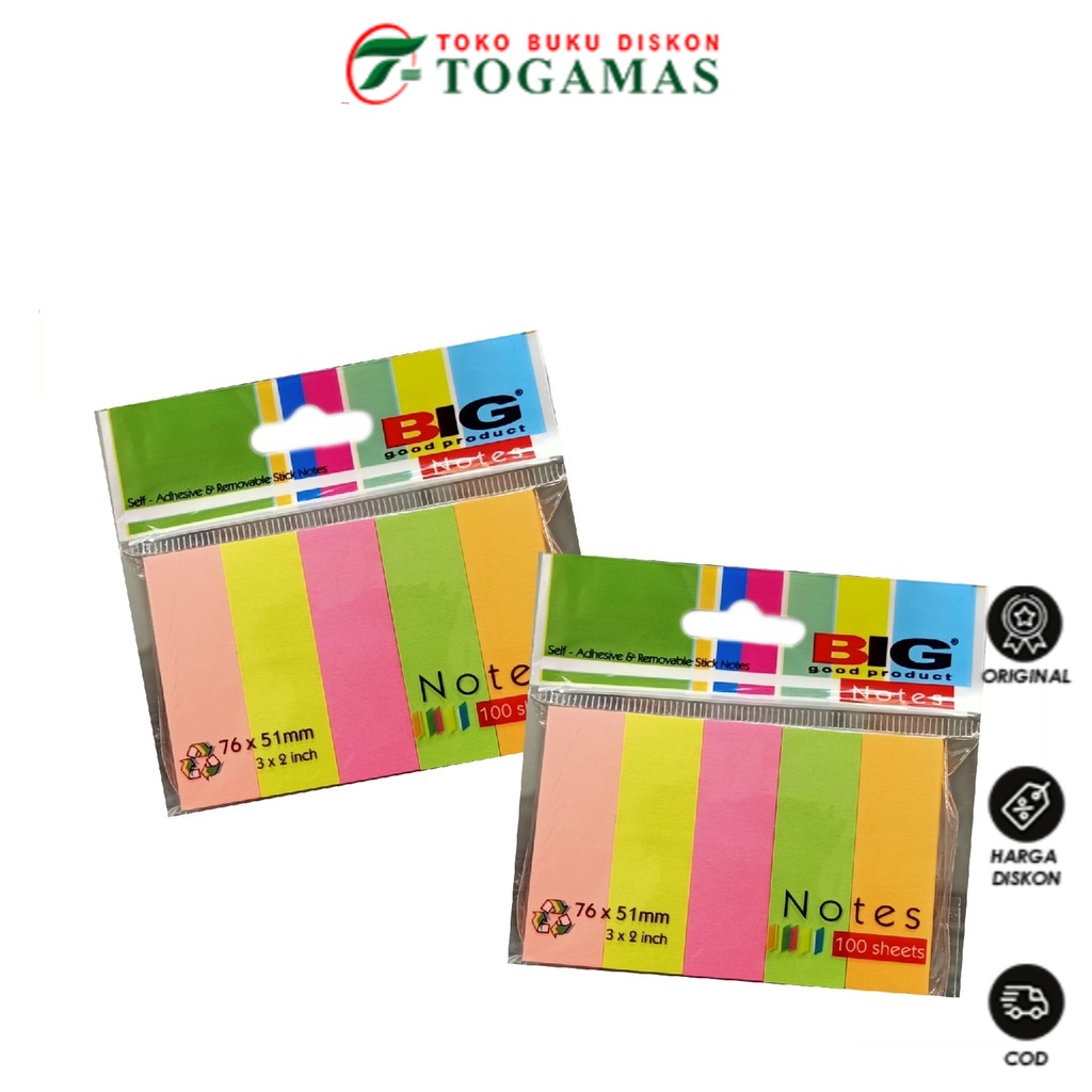 

READY STOCK !! POST IT 100 SHEETS 76X51 - 5 WARNA BIG