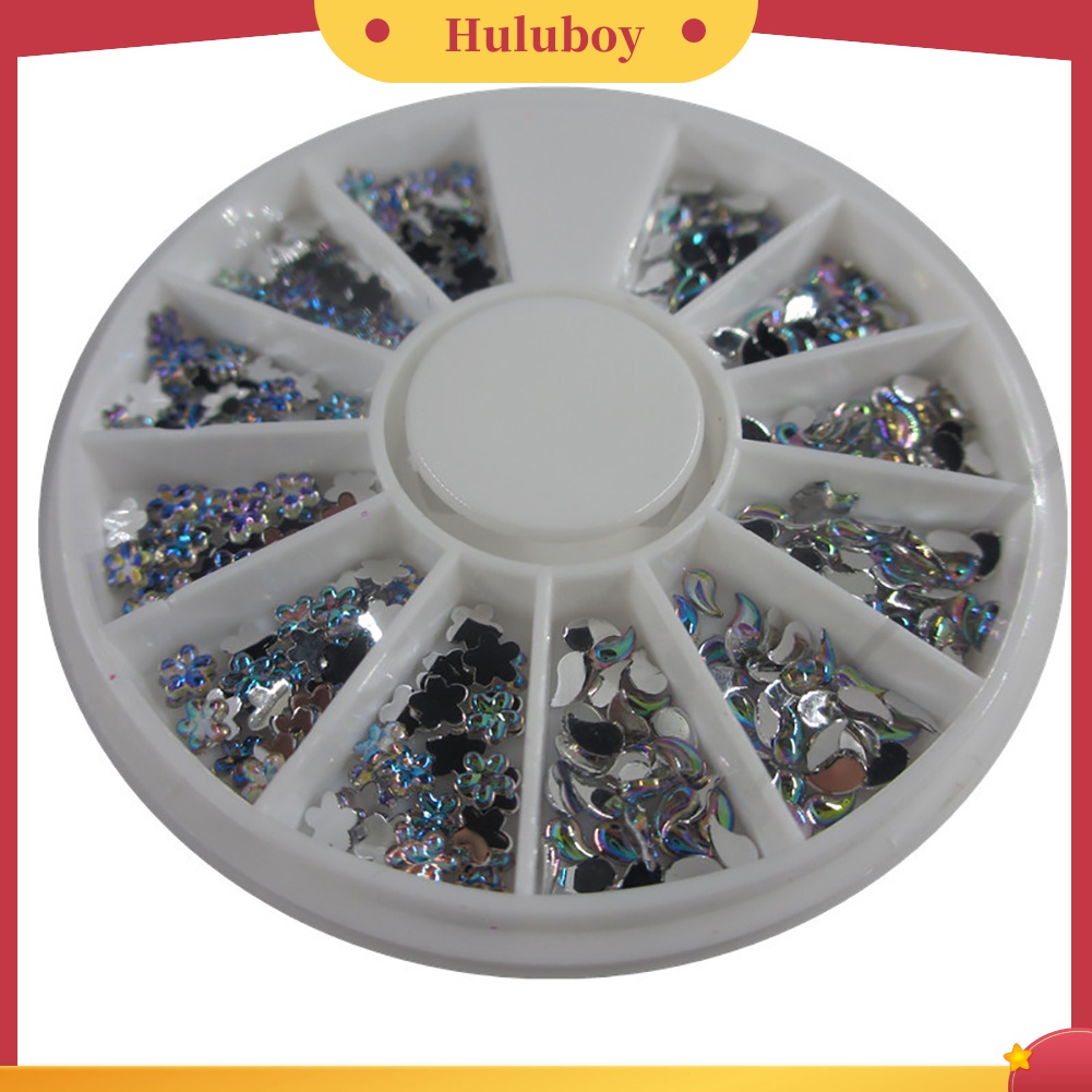 Huluboy Huluboy♡ Berlian Imitasi Bentuk Bunga Warna AB Untuk Dekorasi Nail Art