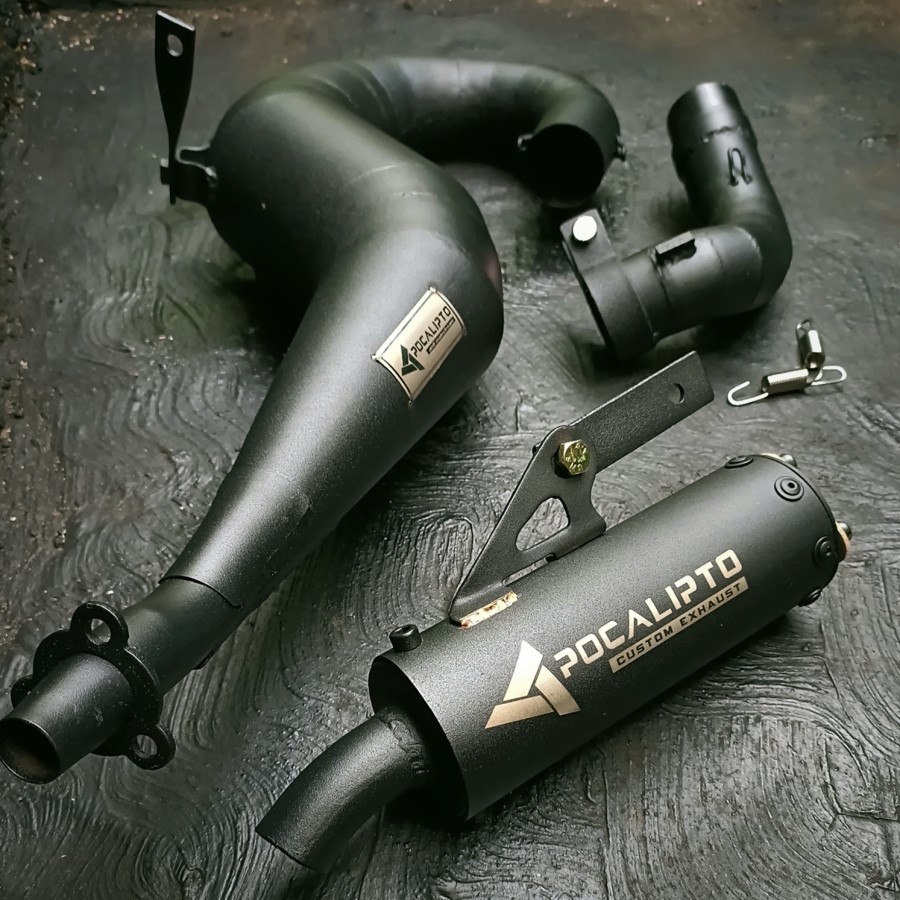 knalpot vespa racing spartan / excel 200 kanan plat besi 1mm hitam doff