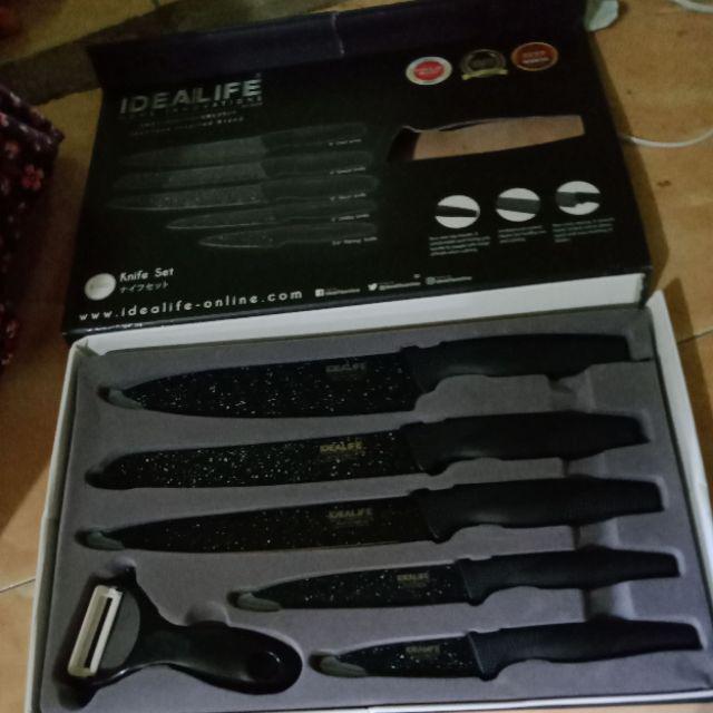Star Seller Profesional Pisau Set Black Ceramic| Knife Set Marble Idealife Il-160