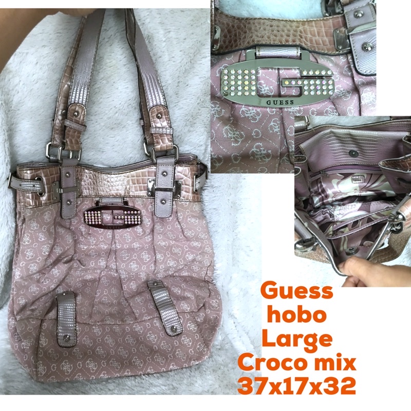 tas shoulder bag tote wanita guess croco mix size besar second bekas preloved