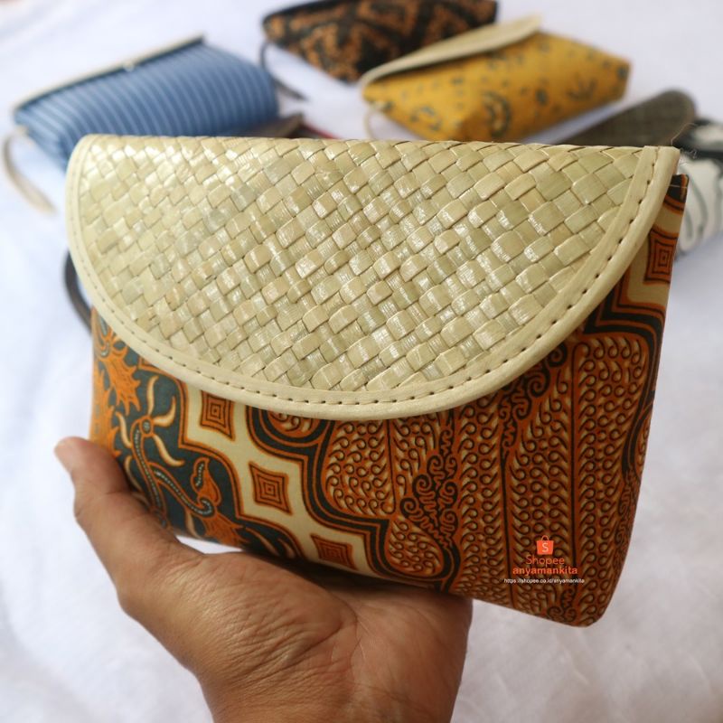 Dompet Pouch Pandan Mini Batik Lurik / Dompet Souvenir