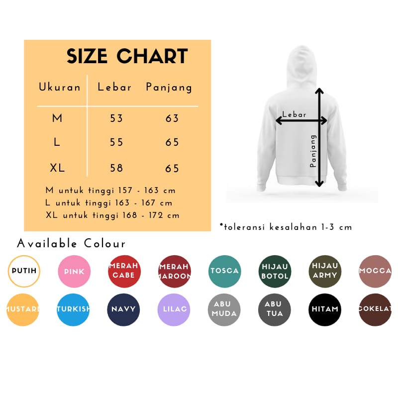 Jaket Hoodie Zipper Polos Pria &amp; Wanita Size L dan Xl
