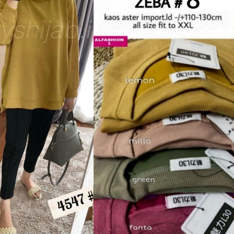 Terbaru.. zeba knitwear kaos oversize ori alfashion baju atasan wanita kekinian tunik kaos import tu