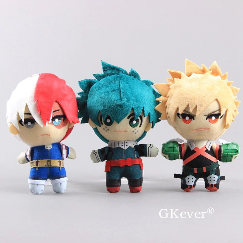 Boneka Anak 3 unids/lote mi héroe Academia mascota colgante de felpa con llavero 6 "15 cm Bakugou