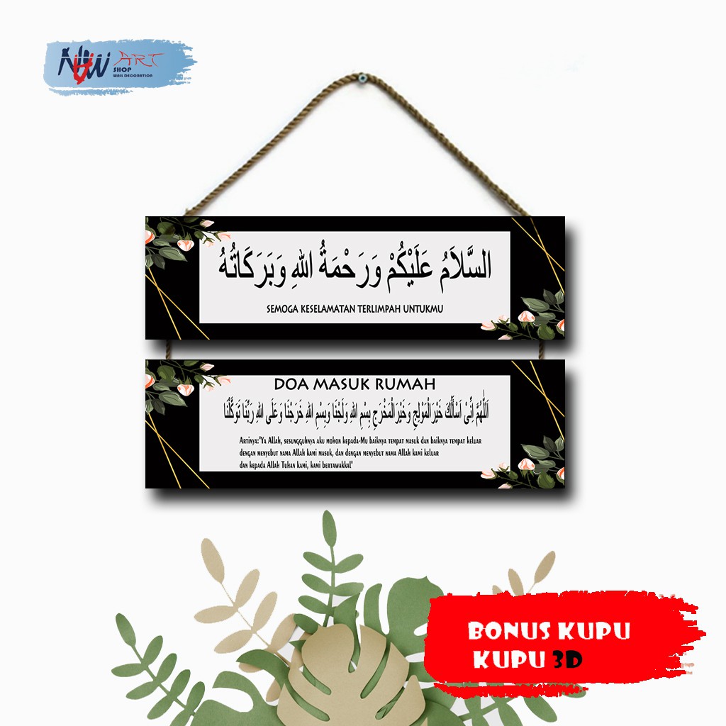 NN 151 - Hiasan dinding Assalamualaikum gantungan pintu papan dekorasi rumah kamar poster kayu