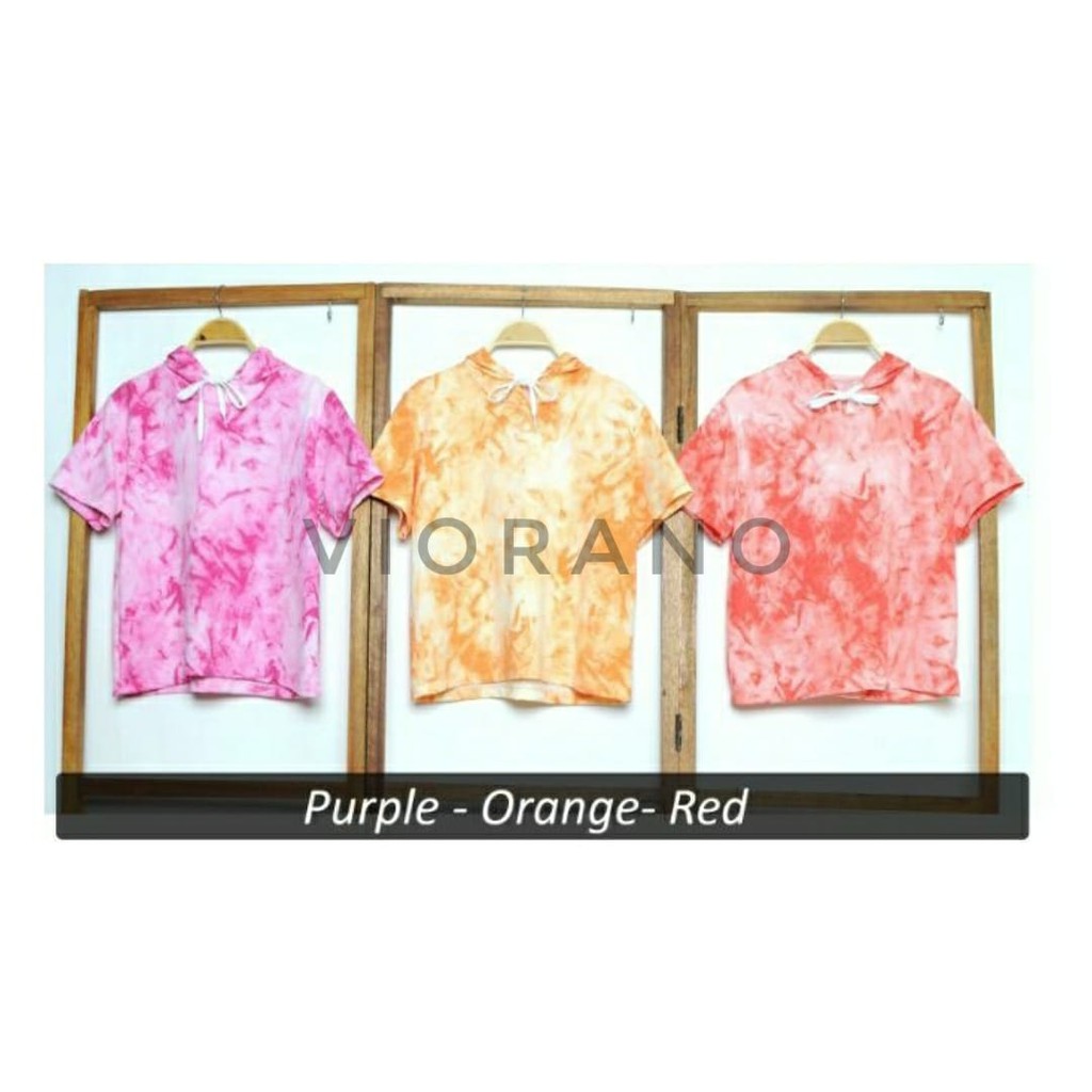 Baju Tiedie Wanita / Tie Dye T-shirt Tie die Lengan Pendek Capucon Tye Dye / Kaos Tay Day Cewek