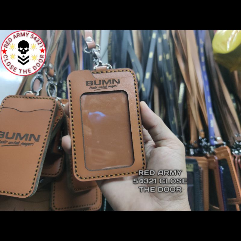Tali Lanyard Nametag / Holder ID Card BUMN Kulit Asli