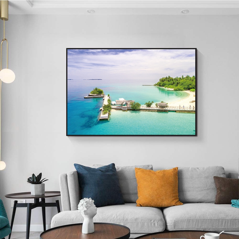 Nordic Seascape Hd Art Canvas Painting Modern Home Wall Art Decoration Mural Shopee Indonesia