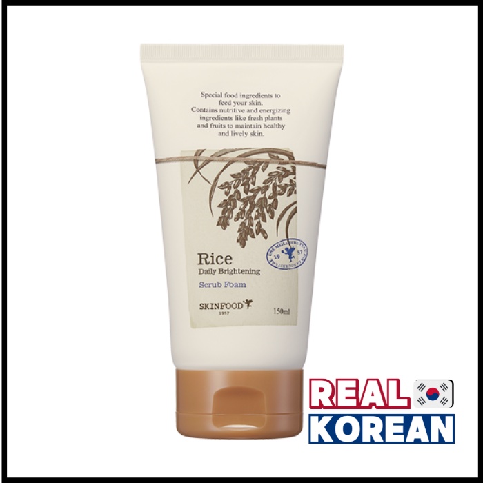 SKINFOOD Rice Daily Brightening Cleansing Foam 150ml / Rice Daily Brightening Scrub Foam 150ml