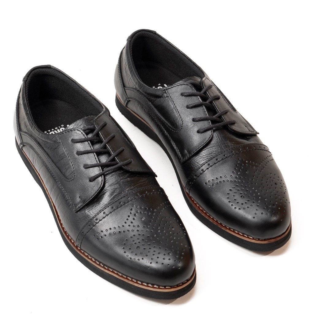Sepatu Pria Pantofel Formal Oxford Original Kalaf Kulit Sapi Asli Kerja Kantor Model Tali B-433D