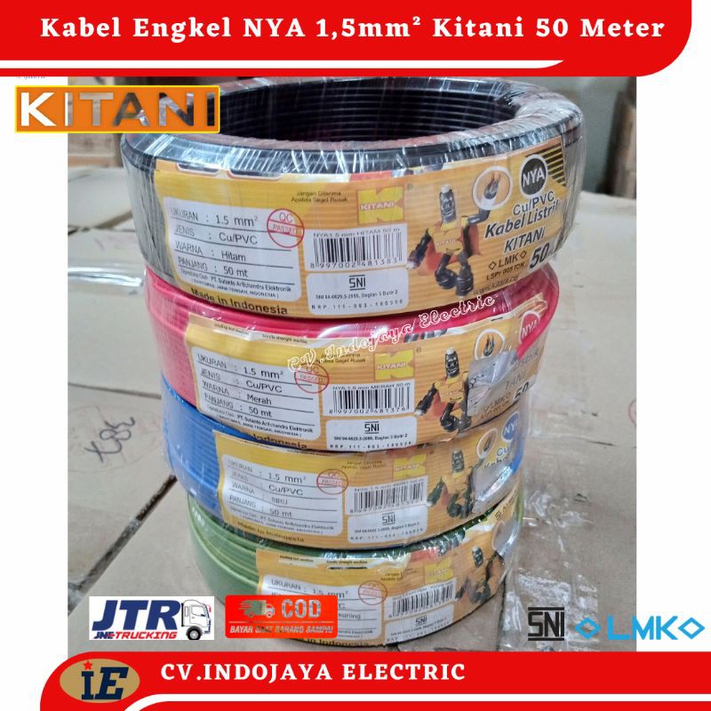 Kabel NYA 1,5 mm Merk KITANI 50 meter SNI &lt;&gt; LMK &lt;&gt;KAWAT