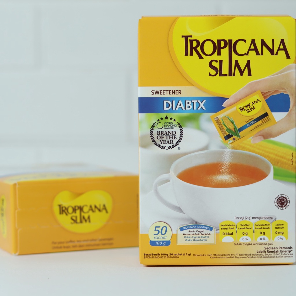 

Tropicana Slim Sweetener Diabtx | 50 Sachet | Pemanis untuk rendah kalori untuk diabetes