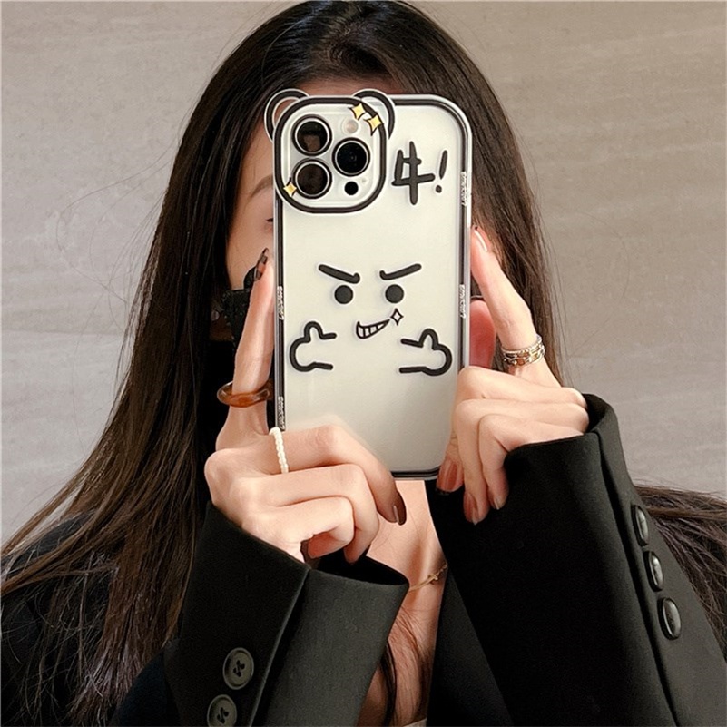 Soft Case Pelindung Penuh Desain Ekspresi Lucu Untuk Compatible for iPhone 14 13 12 11 Pro Max X Xr Xs Max iPhone 8 7 6 6s Plus SE 2020 Funny Expression Clear Mobile Phone Case Full Cover Straight Edge Soft Shell Phone Protective Cover