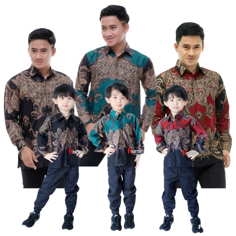 Kemeja Batik Anak Laki-laki Lengan Panjang // Couple Batik Ayah Dan Anak Cowok Kemeja Batik Pria Lengan Panjang